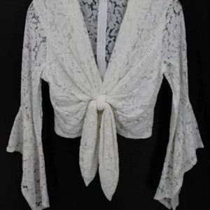 Vici off white lace tie top